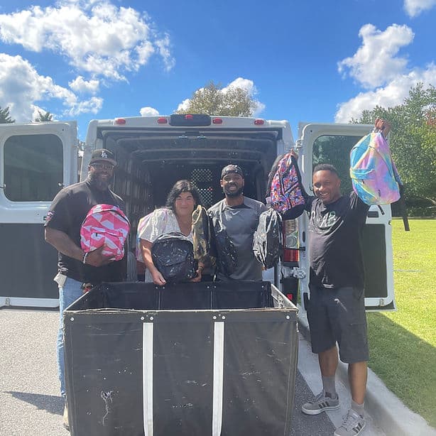 Community backpack drive with Chipchasin Hoops